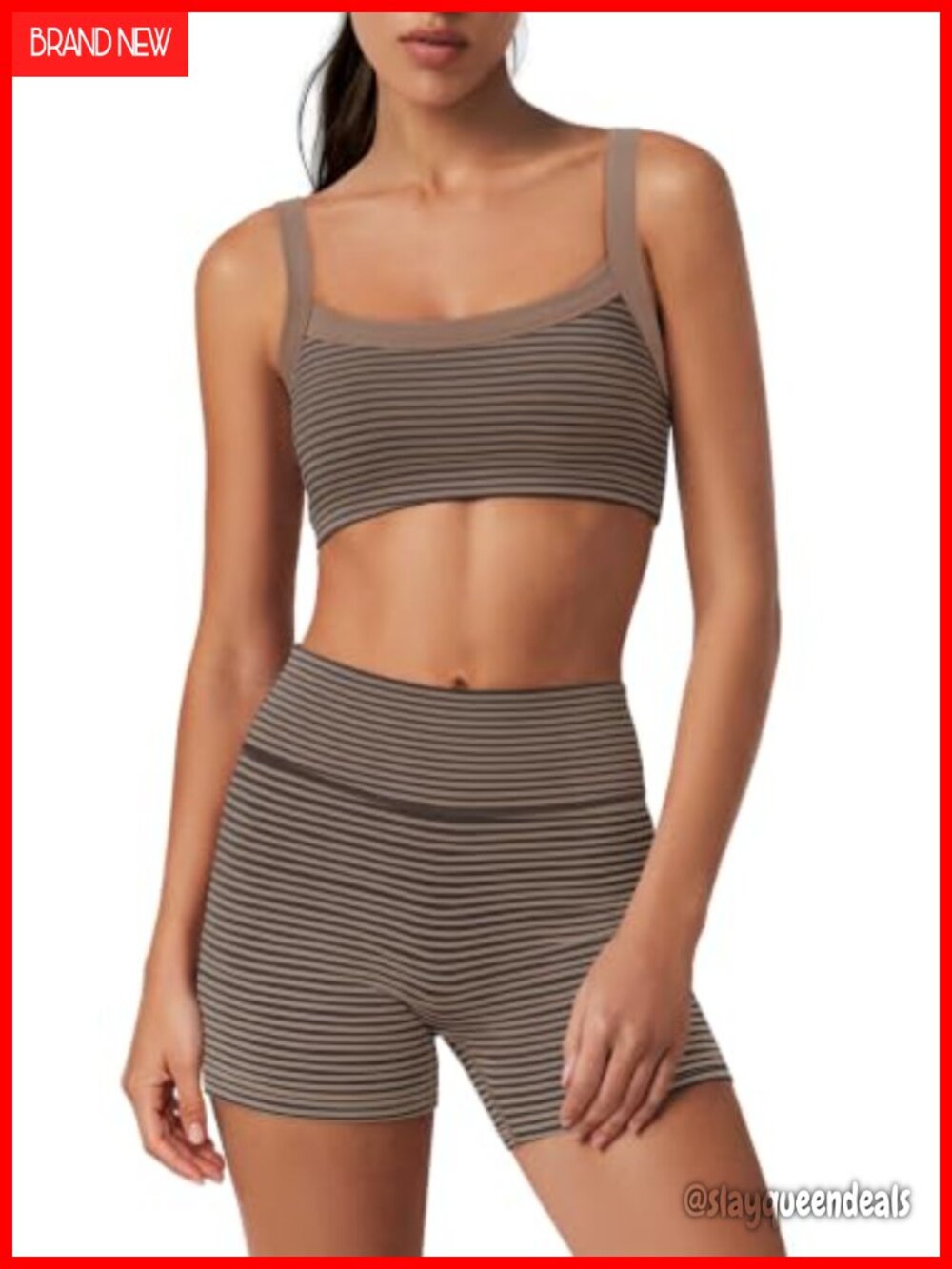 Two Piece Workout Set Padded Tank Top & Biker Shorts Yoga Gym Activewear